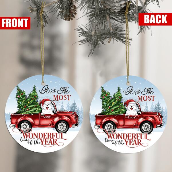 It's The Most Wonderful Time Of The Year - Personalized Circle Ornament