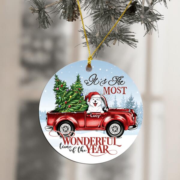 It's The Most Wonderful Time Of The Year - Personalized Circle Ornament