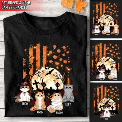 Cat Halloween USA Flag Style - Personalized T-Shirt