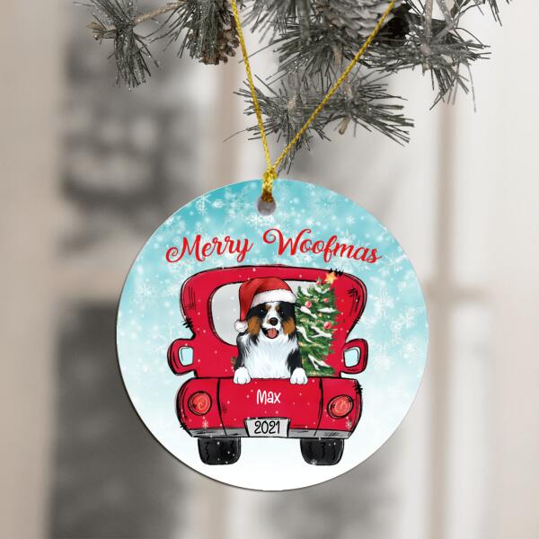 Merry Woofmas (PRINTED ON BOTH SIDES) - Personalized Circle Ornament