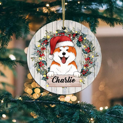 Custom Dog Chirstmas Ornament - Personalized Circle Ornament