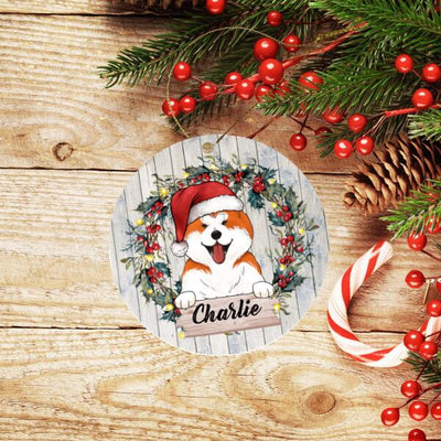 Custom Dog Chirstmas Ornament - Personalized Circle Ornament