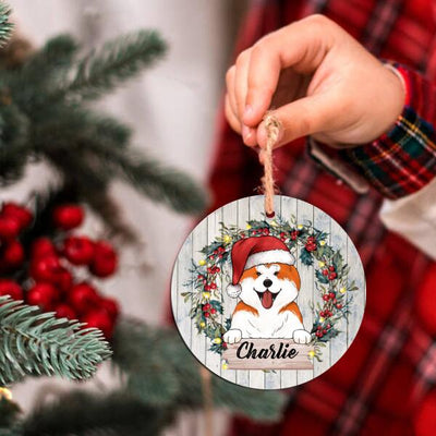 Custom Dog Chirstmas Ornament - Personalized Circle Ornament