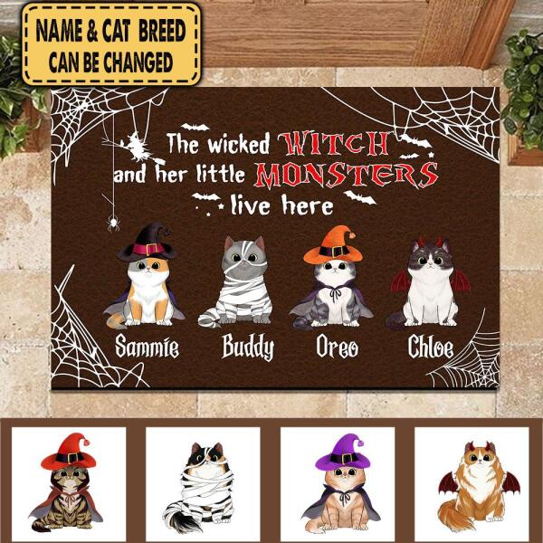 The Wicked Wich And Her Little Monsters Live Here - Personalized Doormat