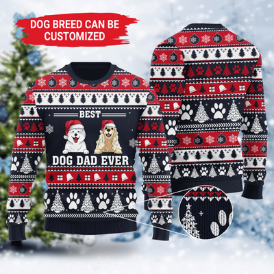 Best Dog Dad Ever Wool Sweater For Dog Lovers - Unique Gift Idea