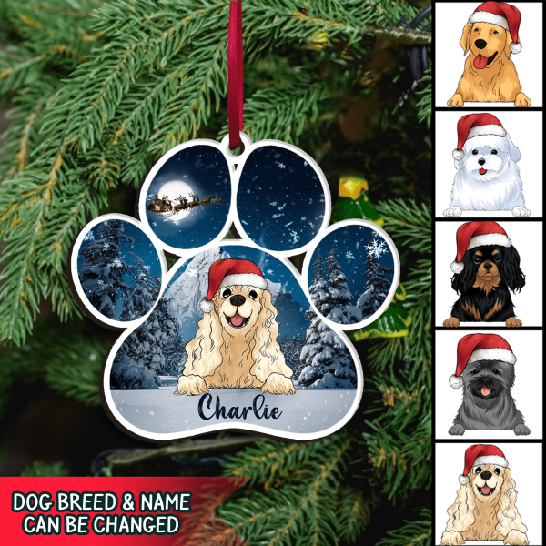 Personalized Dog Christmas Night - Wooden Ornament