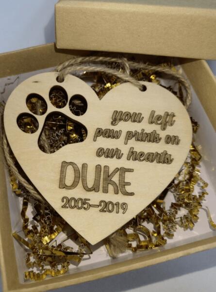 You Left Paw Prints On Our Hearts - Laser Engraved Wood Cutout Ornament