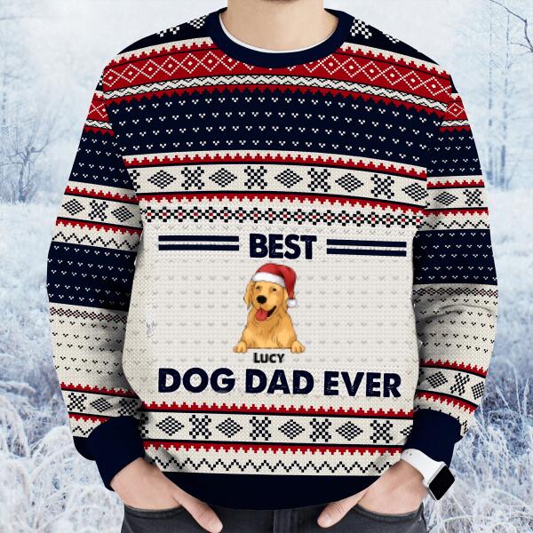 Best Dog Dad Ever Wool Sweater - Unique Gift Idea