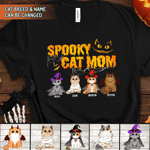 Spooky Cat Mom, Personalized Cat Costume Halloween - T-shirt