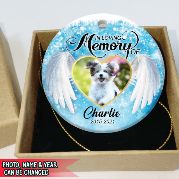 In Loving Memory Of, Custom Photo Gift Christmas - Round Ceramic Orrnament