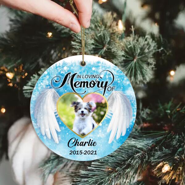 In Loving Memory Of, Custom Photo Gift Christmas - Round Ceramic Orrnament