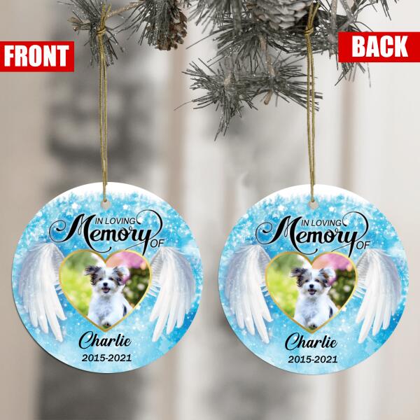In Loving Memory Of, Custom Photo Gift Christmas - Round Ceramic Orrnament