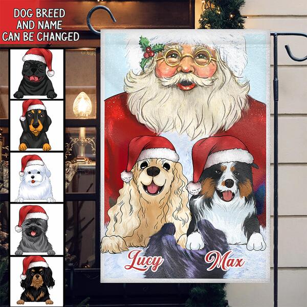 Personalized Santa Claus Hug Dogs Christmas - Garden Flag