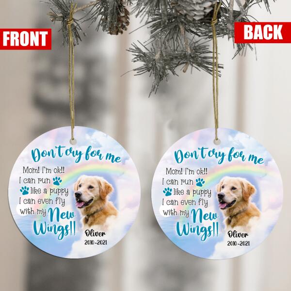Don't Cry For Me, Custom Photo Gift ForDog In Heaven - Personalized Circle Ornament