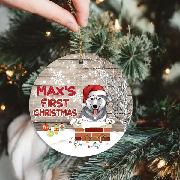 First Christmas - Personalized Round Ceramic Ornament