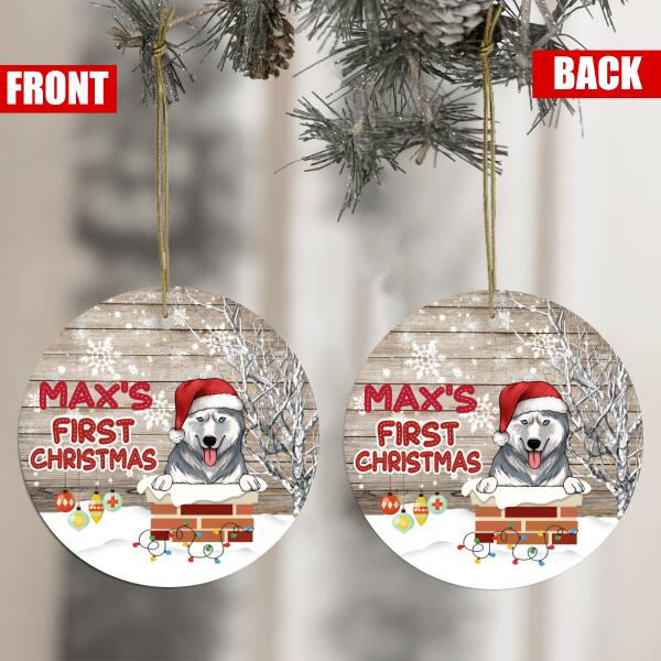 First Christmas - Personalized Round Ceramic Ornament