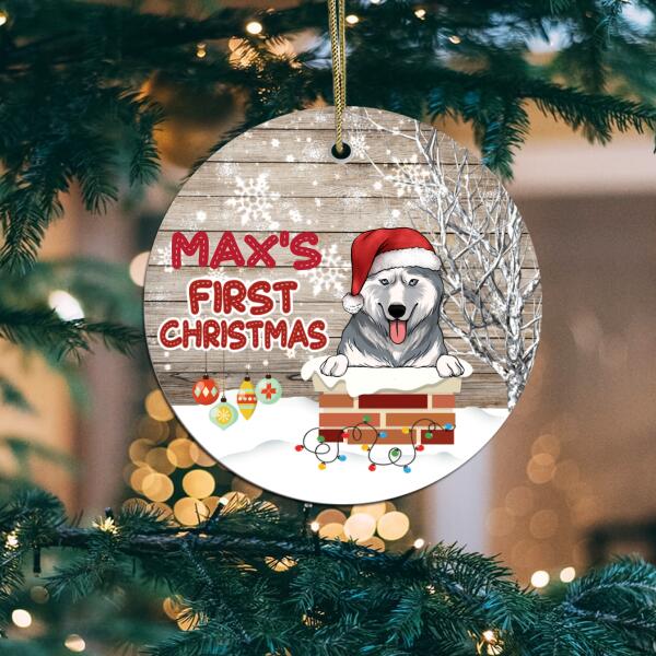 First Christmas - Personalized Round Ceramic Ornament