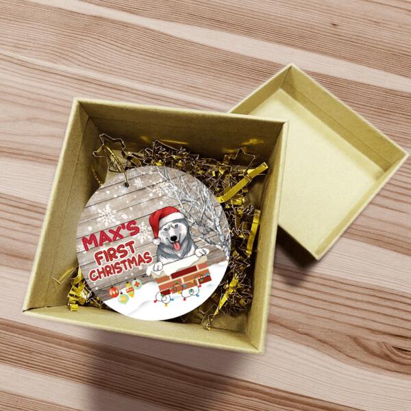 First Christmas - Personalized Round Ceramic Ornament
