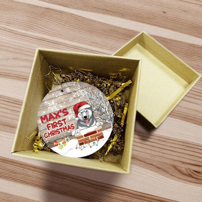 First Christmas - Personalized Round Ceramic Ornament