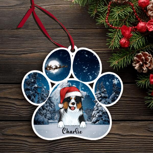 Personalized Dog Christmas Night - Wooden Ornament