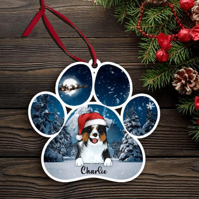 Personalized Dog Christmas Night - Wooden Ornament