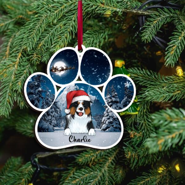 Personalized Dog Christmas Night - Wooden Ornament
