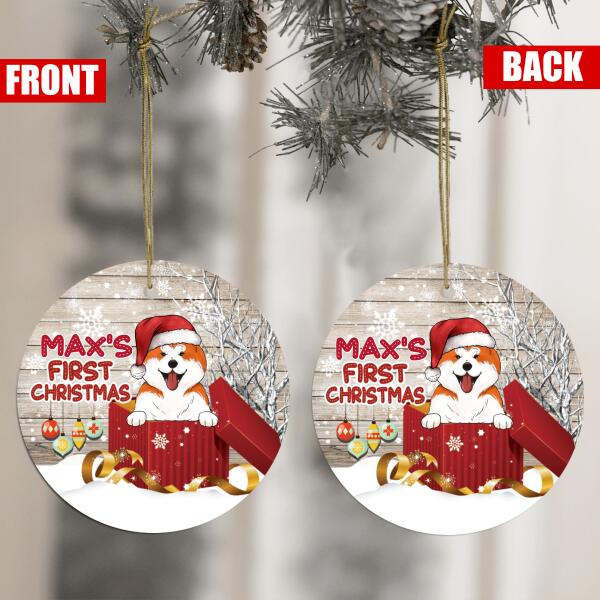 Personalized First Christmas Gift - Round Ceramic Ornament