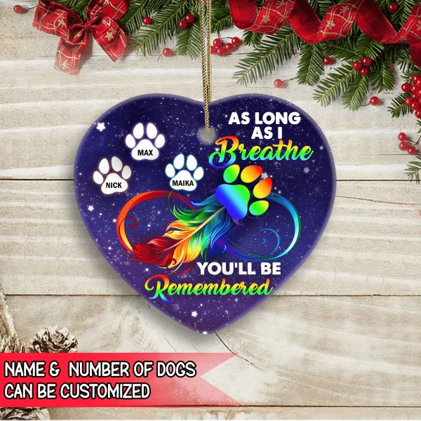 As Long As I Breathe, You'll Be Remembered - Heart Ceramic Ornament