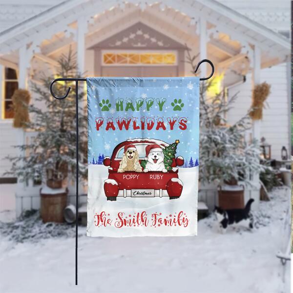 Happy Pawlidays, Custom Dog Christmas - Personalized Garden Flag