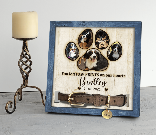 You Left Paw Prints On Our Hearts, Personalized Pet Memorial Sign, Unique Pet Loss Gift