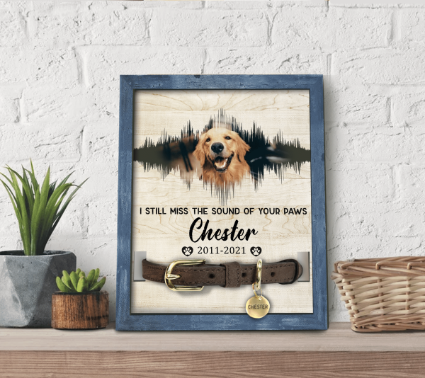 Miss The Sound Of Paws, Sound Wave Art, Personalized Pet Memorial Sign, Pet Loss Gifts