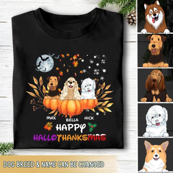 Happy HalloThanksMas, Personalized T-Shirt For Dog Lovers