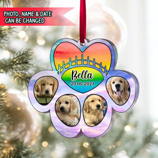 Rainbow Bridge Paw Tree Wooden Ornament, Unique Gifts For Pet Loss
