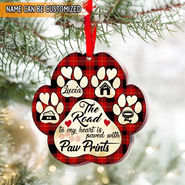 Personalized Paw Prints Wooden Ornament, Unique Gifts For Pet Lovers