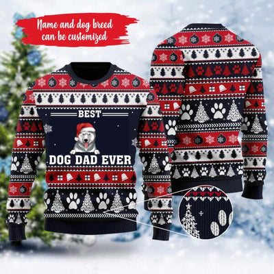 Best Dog Dad Ever Wool Sweater For Dog Lovers - Unique Gift Idea