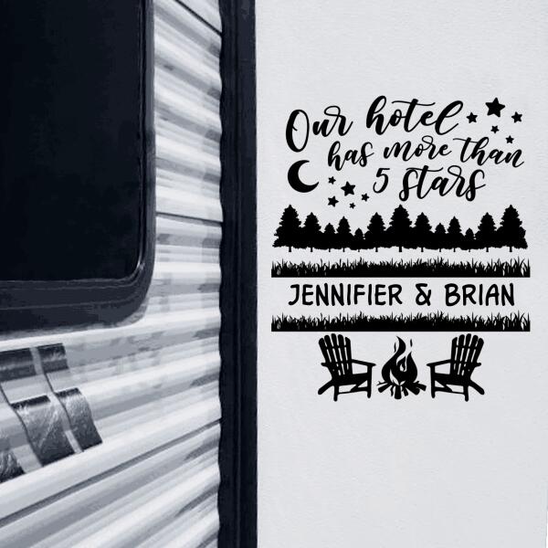 Our Hotel Has More Than 5 Stars - Personalized Camping Decal