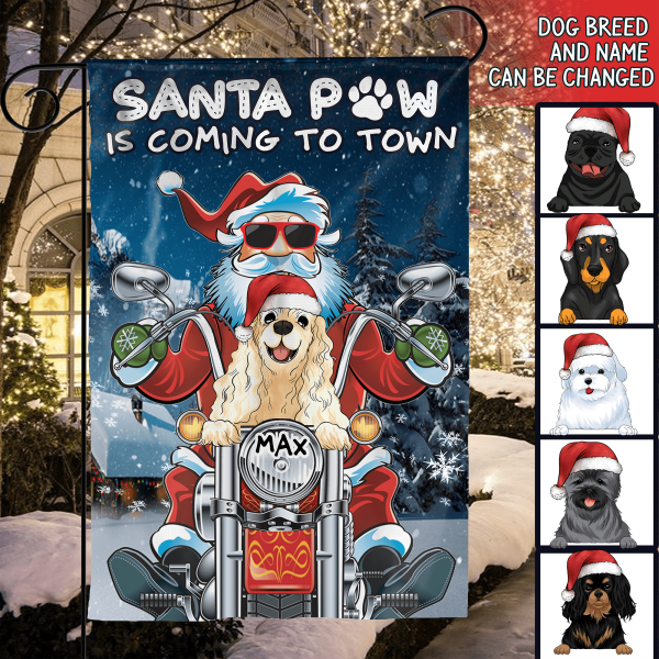 Santa Paw Is Coming To Town, Personalized Dog Christmas, Funny Garden Flag