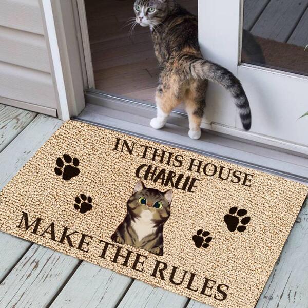 In This House, The Pets Make The Rules -Personalized Doormat