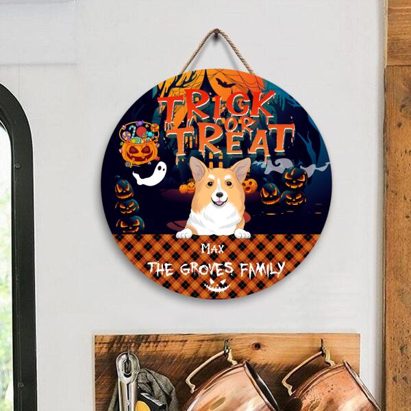Trick Or Treat - Personalized Wooden Doorsign