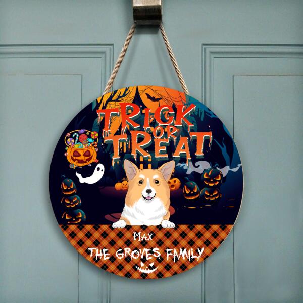 Trick Or Treat - Personalized Wooden Doorsign