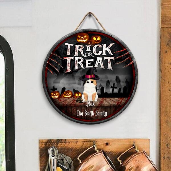 Trick Or Treat - Personalized Wooden Doorsign