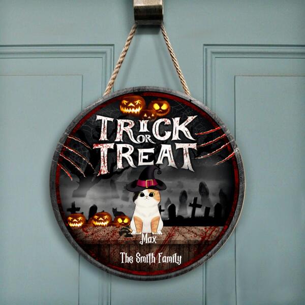 Trick Or Treat - Personalized Wooden Doorsign