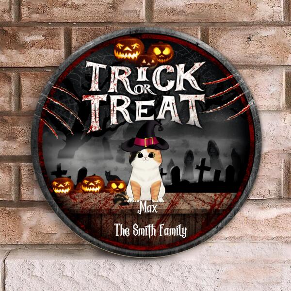 Trick Or Treat - Personalized Wooden Doorsign