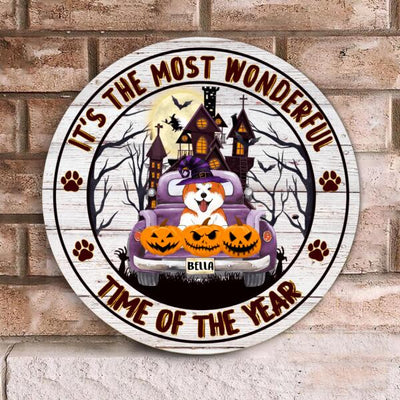It's The Most Wonderful Time Of The Year - Personalized Wooden Doorsign