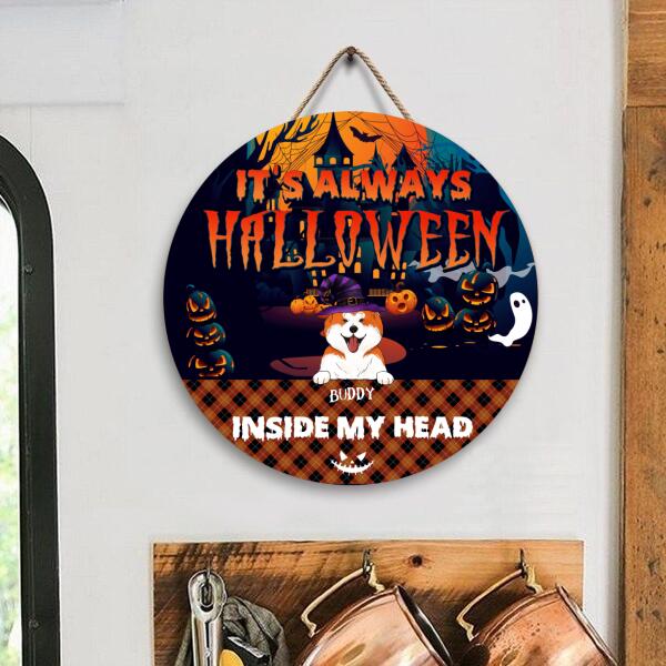 It's Always Halloween Inside My Head - Personalized Wooden Doorsign
