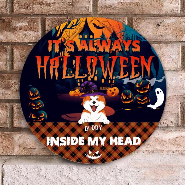It's Always Halloween Inside My Head - Personalized Wooden Doorsign