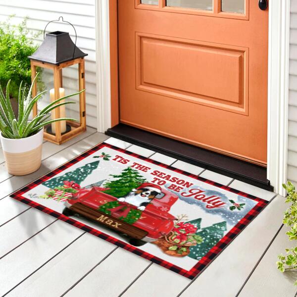 Tis The Season To Be Jolly, Personalized Dog Christmas - Doormat