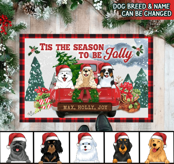 Tis The Season To Be Jolly, Personalized Dog Christmas - Doormat