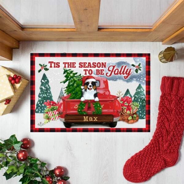 Tis The Season To Be Jolly, Personalized Dog Christmas - Doormat