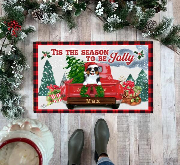 Tis The Season To Be Jolly, Personalized Dog Christmas - Doormat